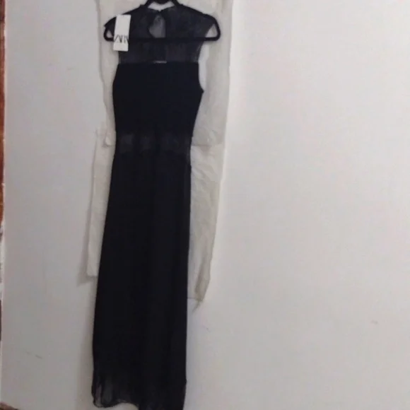 ZARA Sultry Silk Slip Lace Art Deco Flapper Dress NWT - Picture 4 of 13